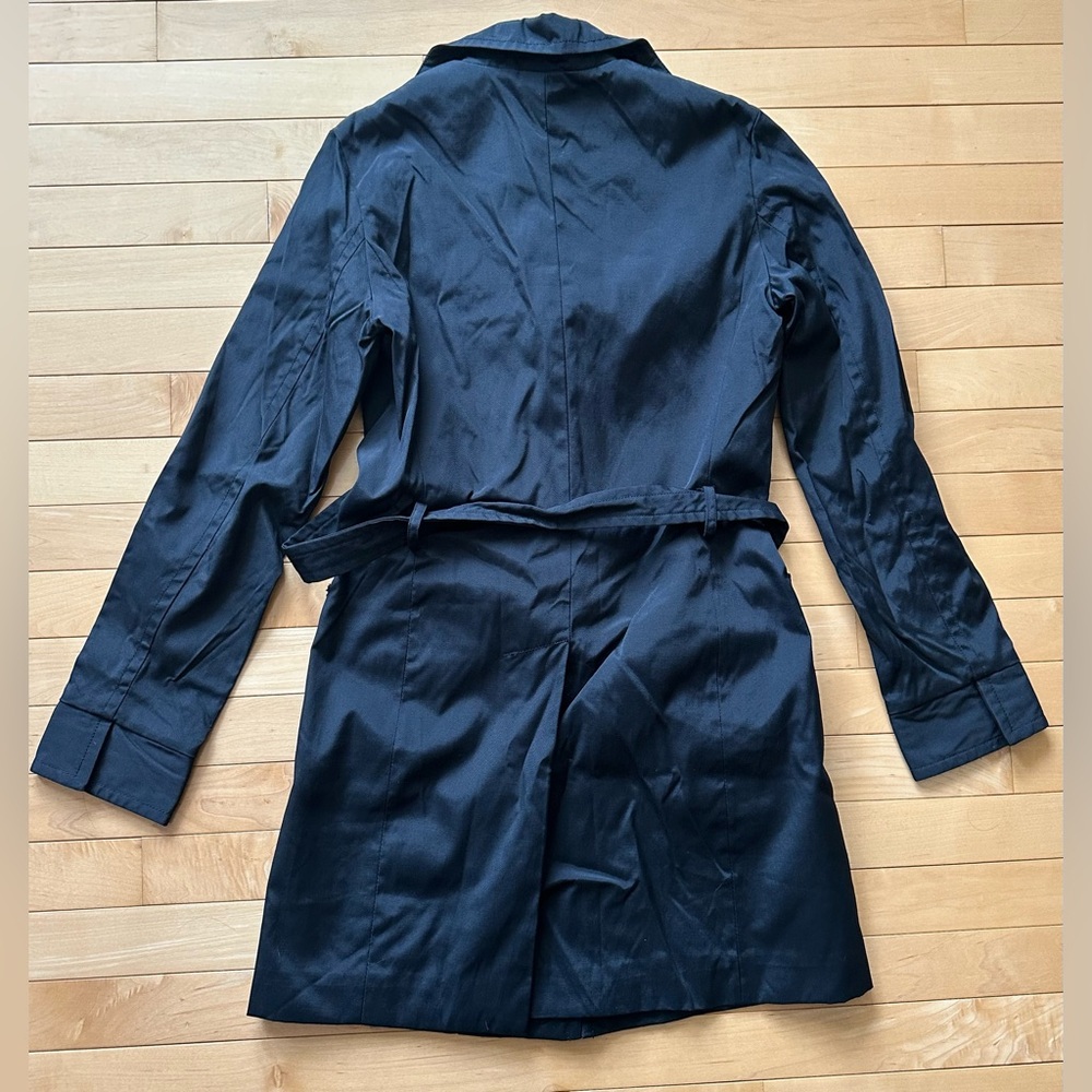VINTAGE black belted trench coat • minimalist Kenneth Cole Reaction • xs - Picture 13 of 13